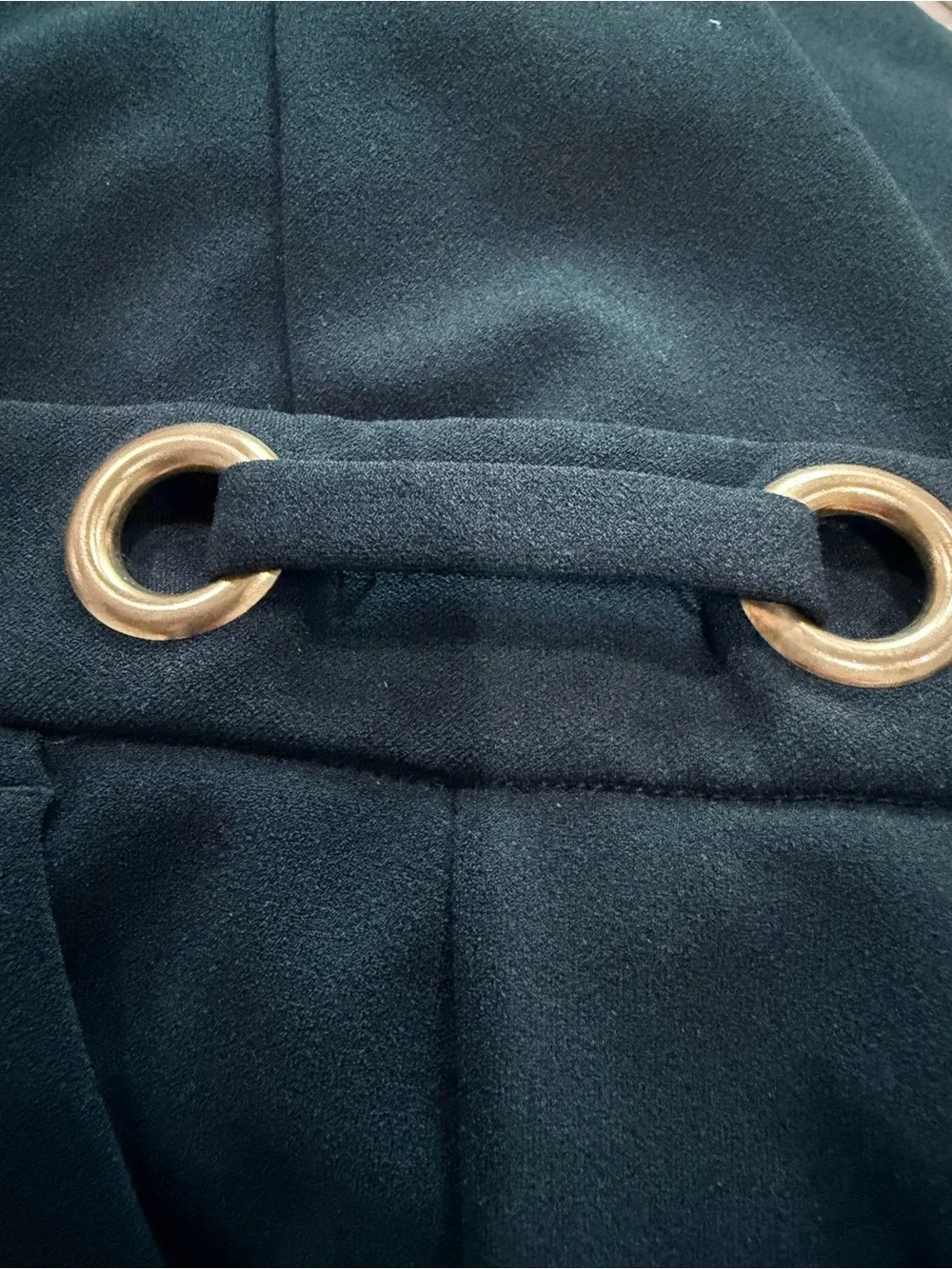 Michael Michael Kors Dress Pants Women  Size L Black Gold Ring Accent Tapered